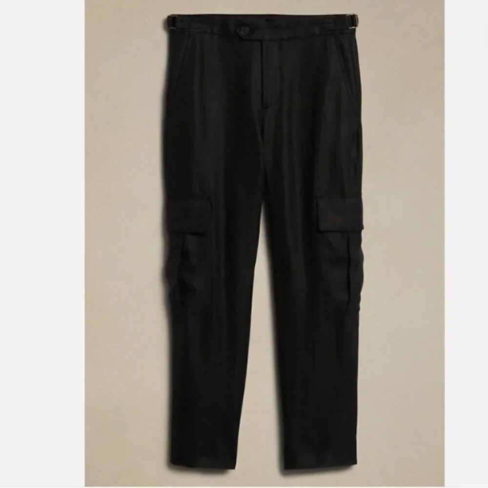 Banana Republic Heritage Expedition Linen Cargo Pants Black Size 0 NWT RT$130